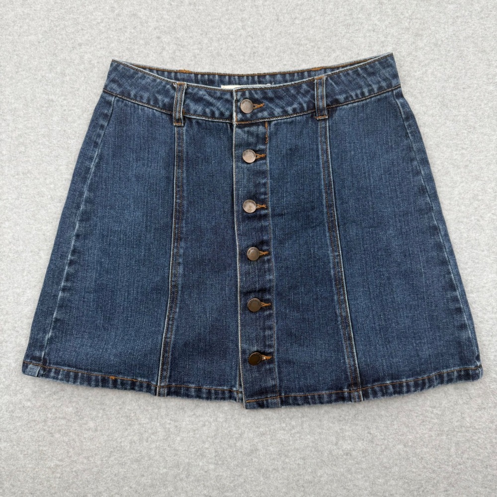 Life in Progress Skirt Womens Small Indie Retro Button Front Denim Mini